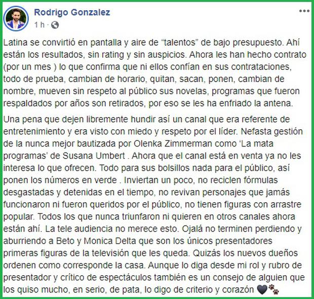 Rodrigo González revela Latina está en venta OJO SHOW OJO