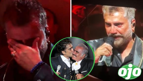 Alejandro Fernández llora tras cantar canción de su padre Vicente Fernández. Foto: (redes sociales).