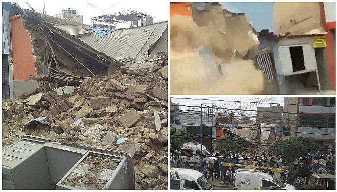 Chiclayo: dos viviendas se desploman en segundos y 15 personas se salvan (VIDEO)