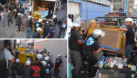 Decomisan una tonelada de mercadería de ambulantes informales en Polvos Azules (VIDEO)