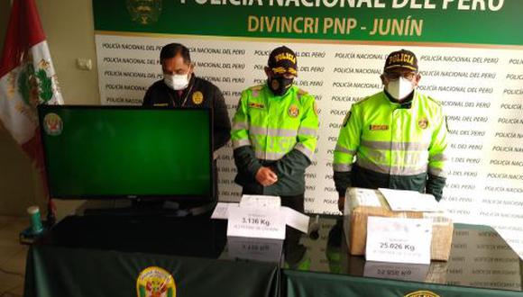 Junín: la PNP informó que el cargamento de droga era trasladado de Ayacucho hacia Lima, y tenía como ciudad de descanso Huancayo. (Foto: PNP)