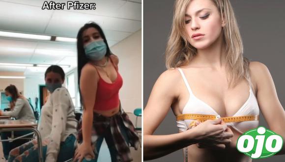 Mujeres reportan aumento de senos tras vacuna Pfizer. Foto: (Captura/Tik Tok | redes sociales).