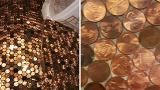 Una mujer decide remodelar su baño con cientos de monedas y obtiene un impresionante resultado 