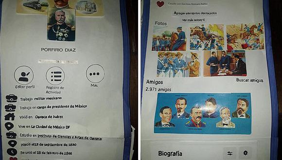 Escolar presenta biografía de personaje histórico como un perfil de Facebook (FOTOS)