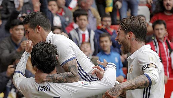 Real Madrid gana 3-2 en Gijón con gol de Isco en el descuento 