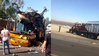 Ica: Pasajera muere en choque frontal entre bus y camión en carretera Panamericana Sur | VIDEO