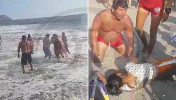 Así fue el rescate de dos jovencitas que casi se ahogan en la playa León Dormido (VIDEO)