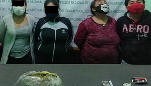 Roxana Reyes (polo rojo) junto a su pareja Héctor Wilson, sindicados como presuntos tratantes de blancas. (PNP)