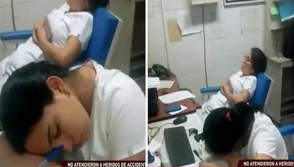 Escándalo por enfermeras que fueron encontradas durmiendo en emergencia de hospital de Piura (VIDEO)