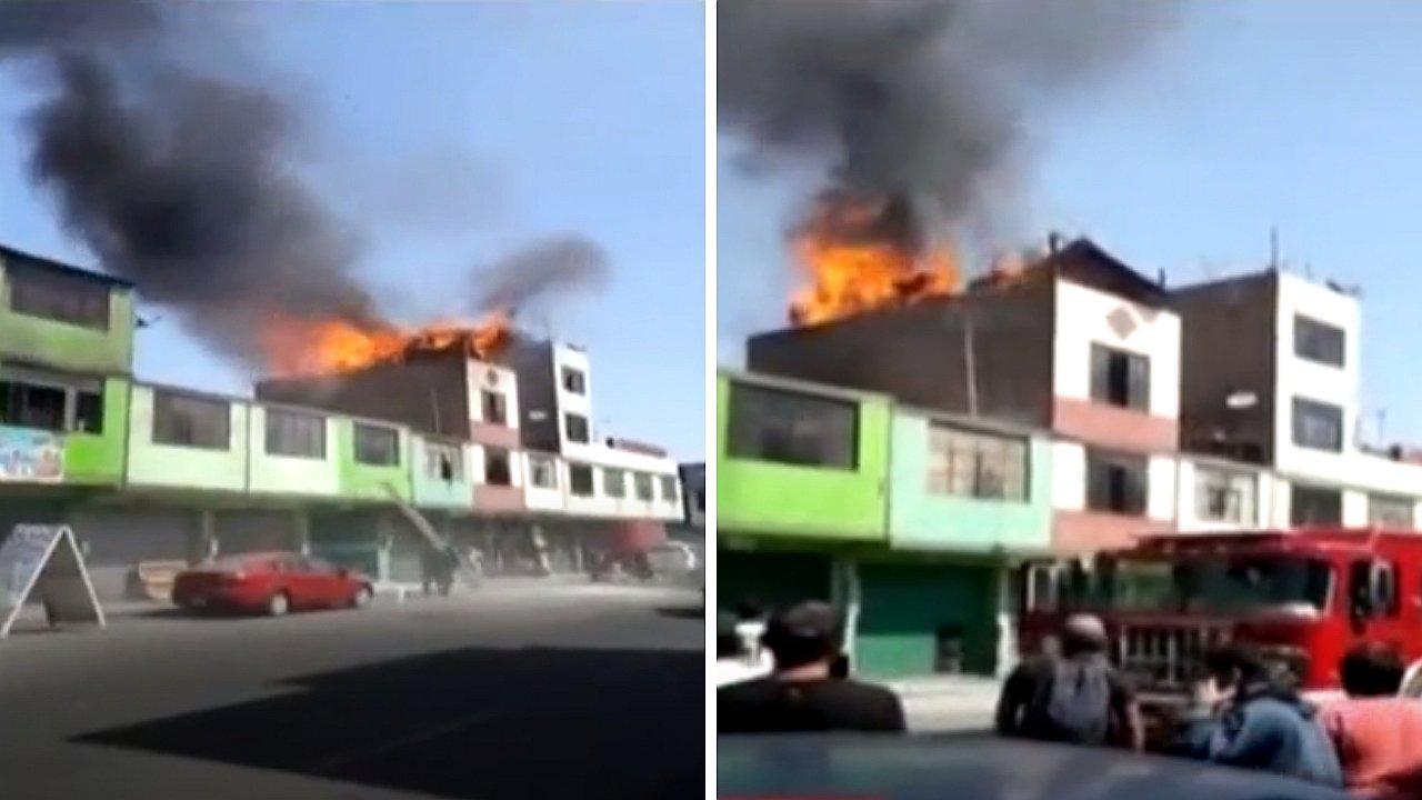Bomberos controlaron incendio en mercado de productores en Santa Anita (VIDEO)