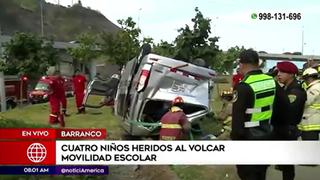 Barranco: volcadura de movilidad escolar deja cuatro menores heridos | VIDEO 