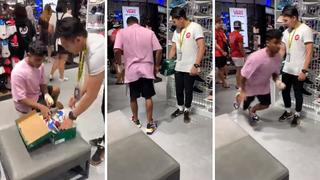 Peruano se prueba zapatillas en el extranjero y le juega una broma cruel al vendedor (VIDEO)