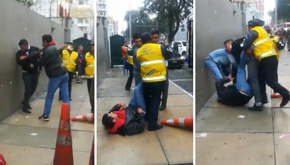 Chofer de Corredor Azul y un taxista se "agarran" a golpes por choque (VIDEO)