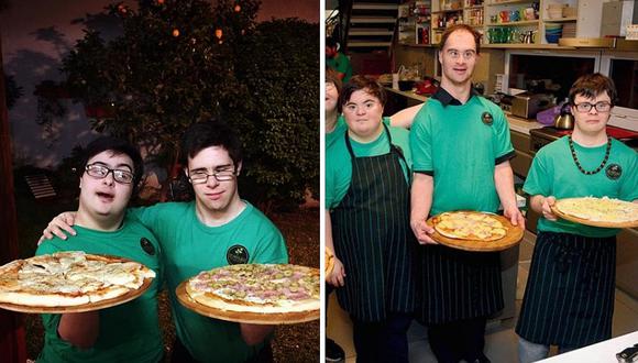 Cansados de no encontrar trabajo, cuatro jóvenes con síndrome de down inauguran pizzería