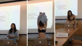 Estudiante sustenta su tesis en ropa interior ante comentario de su profesora | VIDEO