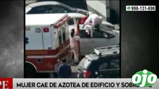 Mujer cae de azotea de edificio y sobrevive: auto amortiguó la caída | VIDEO