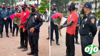 Padre agradece a la policía regalándole flores por encontrar a su hija | VIDEO