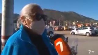 Mujer descubre durante reporte de TV en vivo que se había confundido de fila