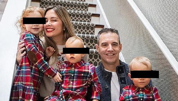 Jessica Tapia posa con su esposa y sus tres hijos
