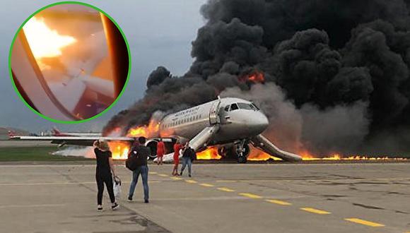 Difunden imágenes de terror del avión que se incendió y en la que murieron 41 personas