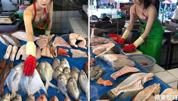 Modelo se convierte en sexy vendedora de pescados para ayudar a su madre (FOTOS y VIDEO)
