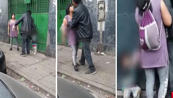 Padres aparentemente ebrios discuten frente a su pequeño hijo en la calle | VIDEO