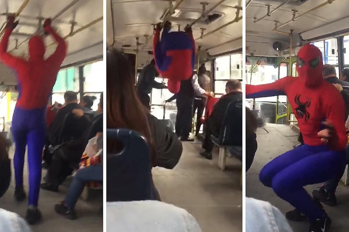 Acrobático spiderman bailando en las combis de Lima entretiene viaje de los  pasajeros | LOCOMUNDO | OJO