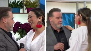 La reacción de Cathy Sáenz al intentar “besar” al actor César Évora | VIDEO