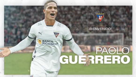 Paolo Guerrero será presentado en el equipo ecuatoriano. (Foto: captura de LDU Quito)