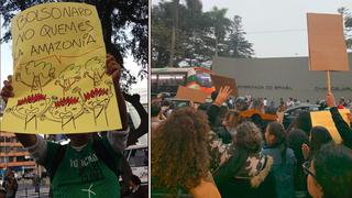 Incendio en la Amazonía: peruanos realizan protesta en frontis de embajada de Brasil  