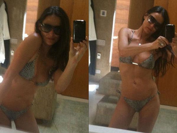 Demi Moore hace alarde de su espectacular figura en el Twitter