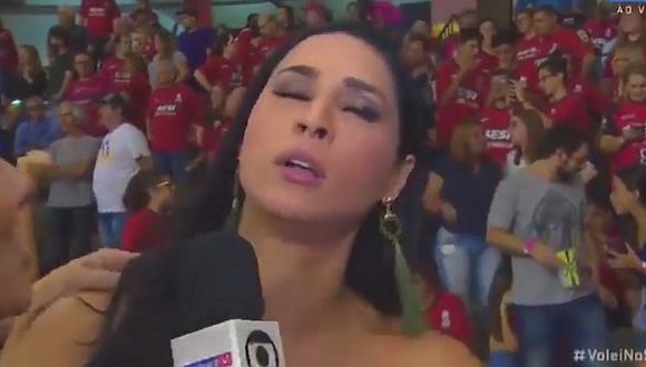 Voleibolista brasileña se desmaya frente a cámara durante entrevista (VIDEO)