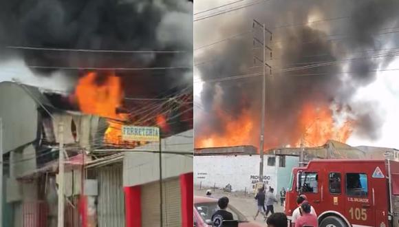 Incendio en el Parque Industrial de Villa El Salvador. Foto: Facebook
