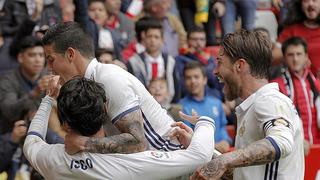 Real Madrid gana 3-2 en Gijón con gol de Isco en el descuento 