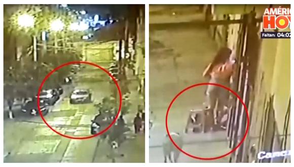 Cámaras de seguridad registraron ataque al joven de 29 años ocurrido en la cuadra 3 del jirón Yavarí, en Breña. (Captura: América Noticias)