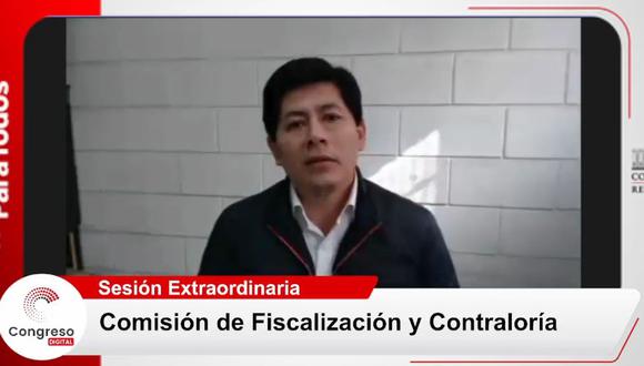 Zamir Villaverde declaró ante la Comisión de Fiscalización del Congreso sobre un supuesto fraude. (Congreso TV)