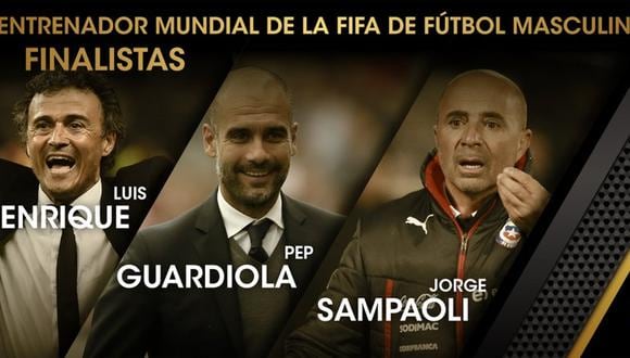 Luis Enrique, Jorge Sampaoli y Pep Guardiola nominados al mejor entrenador del 2015