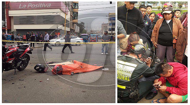 SJL: policía muere tras impactar moto contra camioneta (VIDEO)