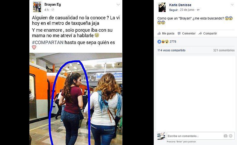 Facebook: ​Él se enamora en el metro, la busca y ella lo chotea