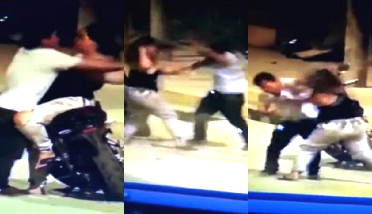 Mujer se defiende a puñetazos tras ser agredida por su pareja en plena calle (TROME)