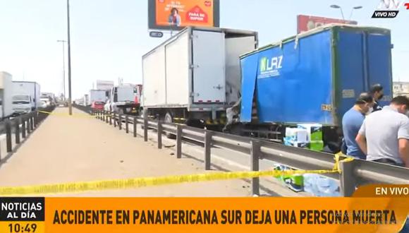 El accidente de tránsito causó congestión vehicular en la Panamericana Sur en el sentido de norte a sur. (ATV+)