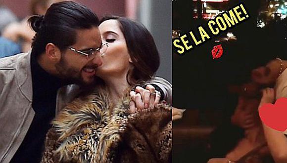 Maluma y el apasionado beso a su novia Natalía (VIDEO)