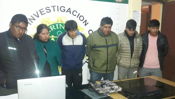Detienen a cinco sujetos y una mujer integrantes de una banda de 'marcas' en la ciudad de Juliaca en Puno. (Foto: PNP)