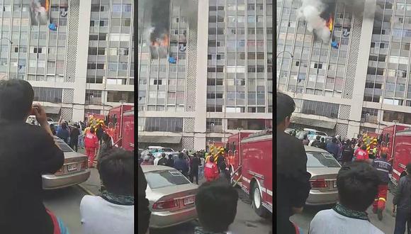​Reportan incendio de edificio en plena avenida Abancay (VÍDEO)