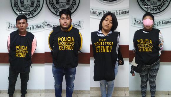 Los cuatro delincuentes fueron capturados en flagrancia. (Foto: PNP)