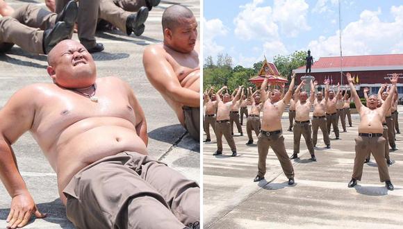 Policías con sobrepeso son enviados a campamento para adelgazar en Tailandia 