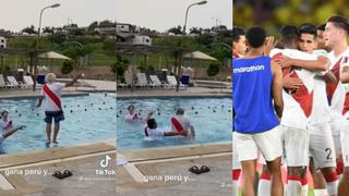 Abuelito es viral en Tik Tok por darse piscinazo para celebrar el “Barranquillazo” de la selección | VIDEO