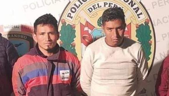 Ellos son Roger Mallma Revollar y Yhomer Cusiche Fernández, el día que fueron detenidos por la Policía con 90 kilos de droga. (Foto:PNP)