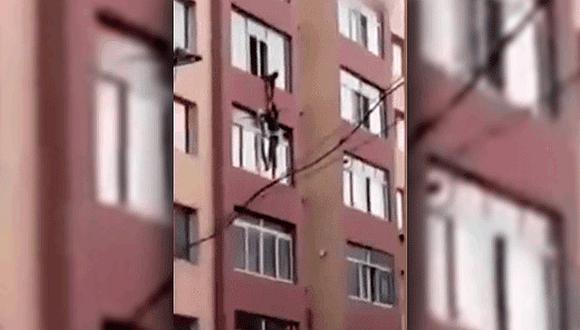 ​YouTube: Mujer se tira del cuarto piso para escapar de marido [VIDEO]