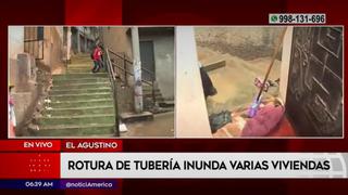 El Agustino: decenas de viviendas inundadas tras rotura de tubería matriz en cerro San Pedro